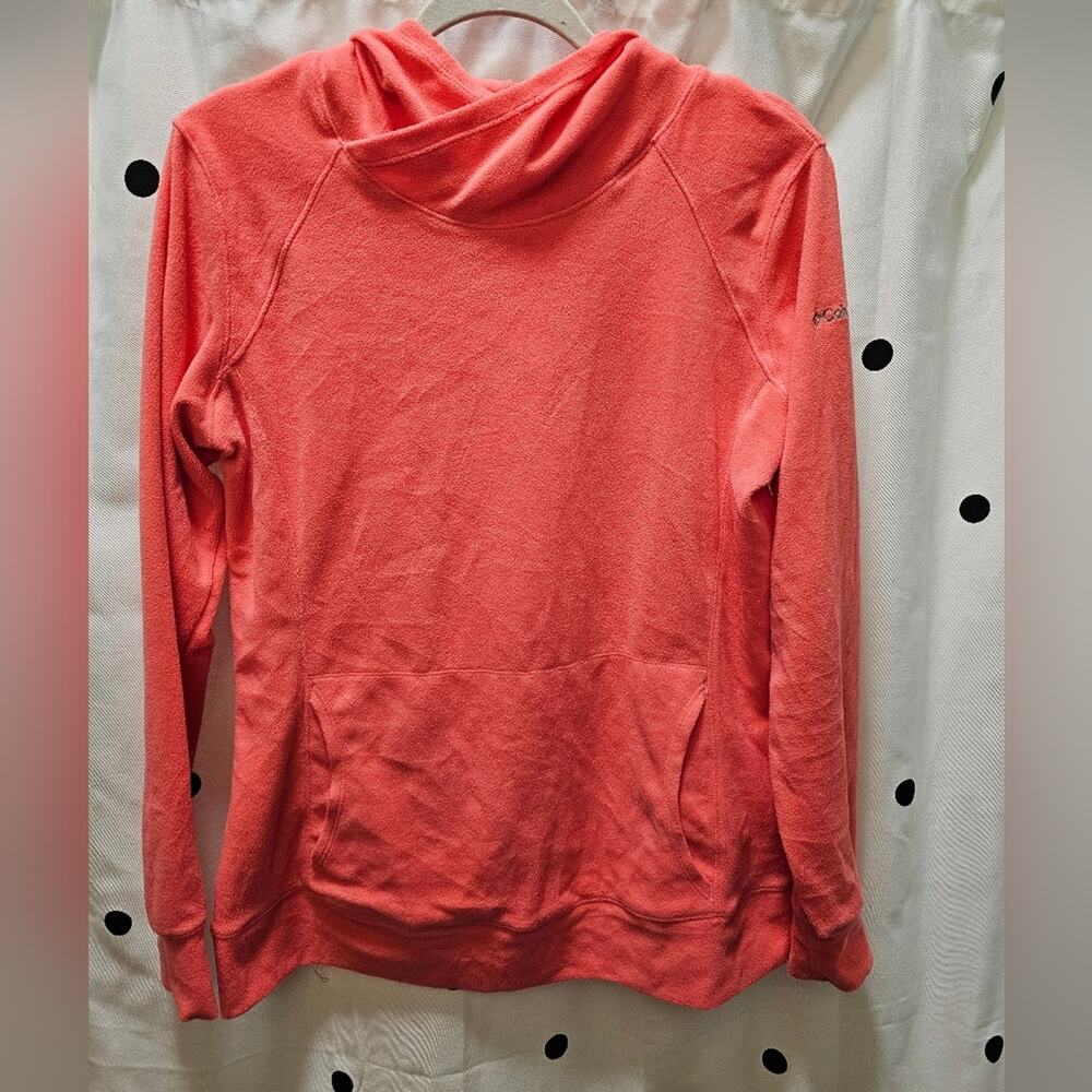 Columbia hot salmon pink fleece hoodie with front pocket Large